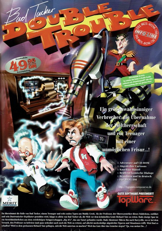 Bud Tucker in Double Trouble Magazine Advertisement (Magazine Advertisements): PC Player (Germany), Issue 10/1996