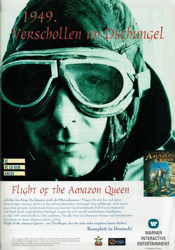 Flight of the Amazon Queen Magazine Advertisement (Magazine Advertisements): PC Player (Germany), Issue 07/1995