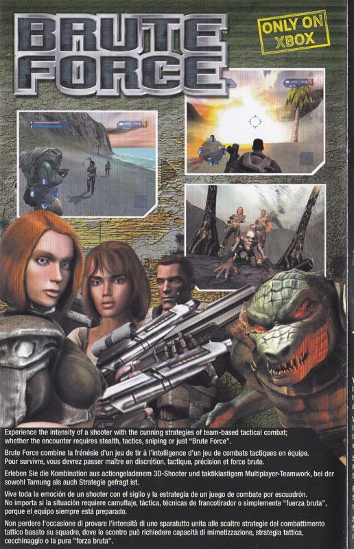 Brute Force Catalogue (Catalogue Advertisements): Foldout game catalogue found inside the UK Xbox release of MechAssault