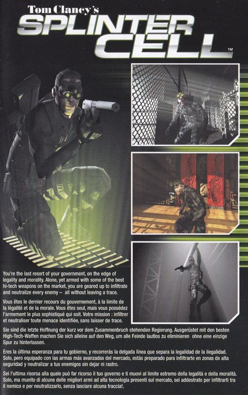 Tom Clancy's Splinter Cell Catalogue (Catalogue Advertisements): foldout game catalogue found inside the UK Xbox release of MechAssault