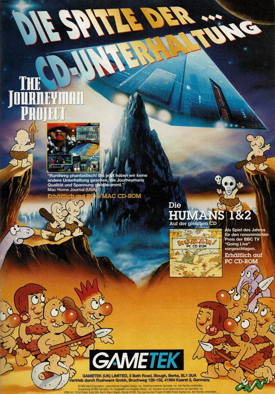 The Journeyman Project Magazine Advertisement (Magazine Advertisements): PC Player (Germany), Issue 07/1994