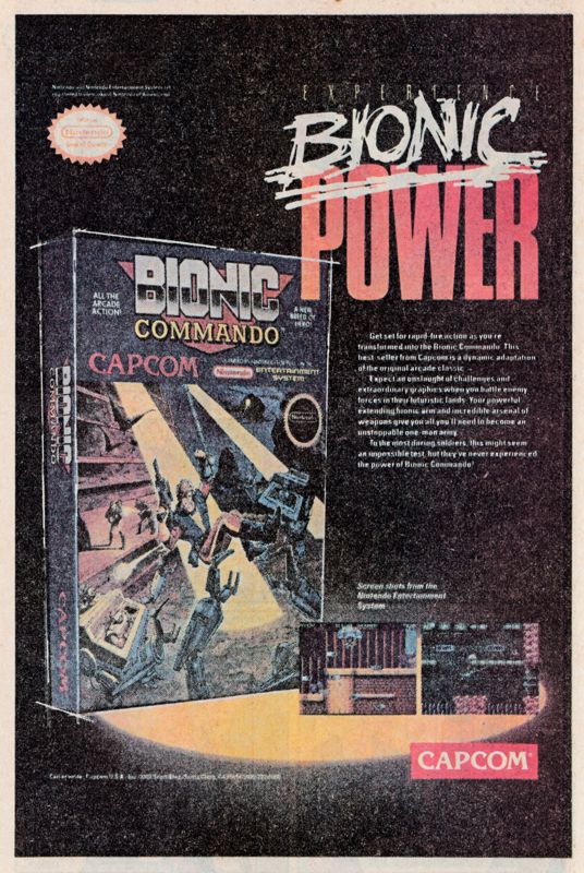 Bionic Commando Magazine Advertisement (Magazine Advertisements): Web of Spider-Man (Marvel Comics) Issue #60 (January 1990) Page 10