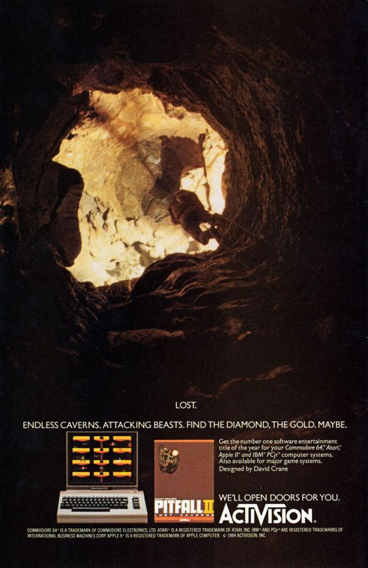 Pitfall II: Lost Caverns Magazine Advertisement (Magazine Advertisements): Vigilante (DC, United States) Issue #14 (February 1985) Back cover