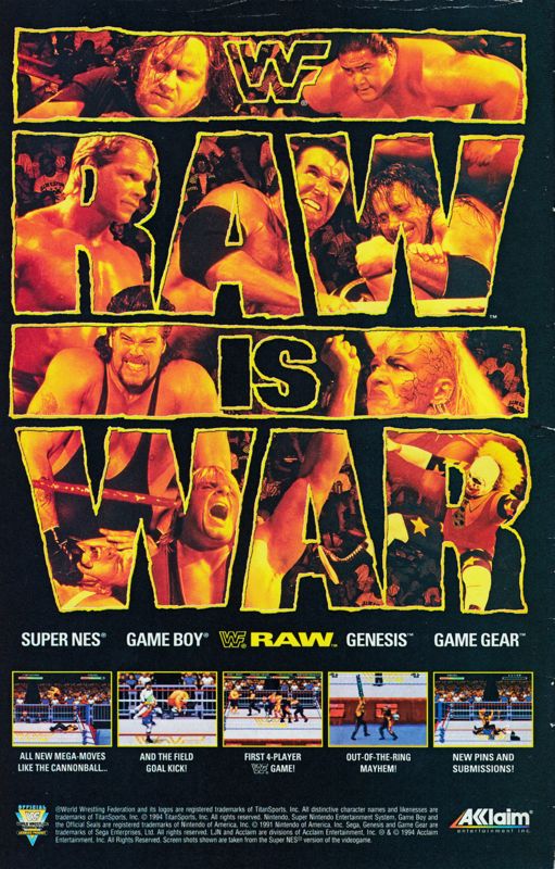 WWF Raw Magazine Advertisement (Magazine Advertisements): Blaze (Marvel Comics, United States) Issue #5 (December 1994) Back cover