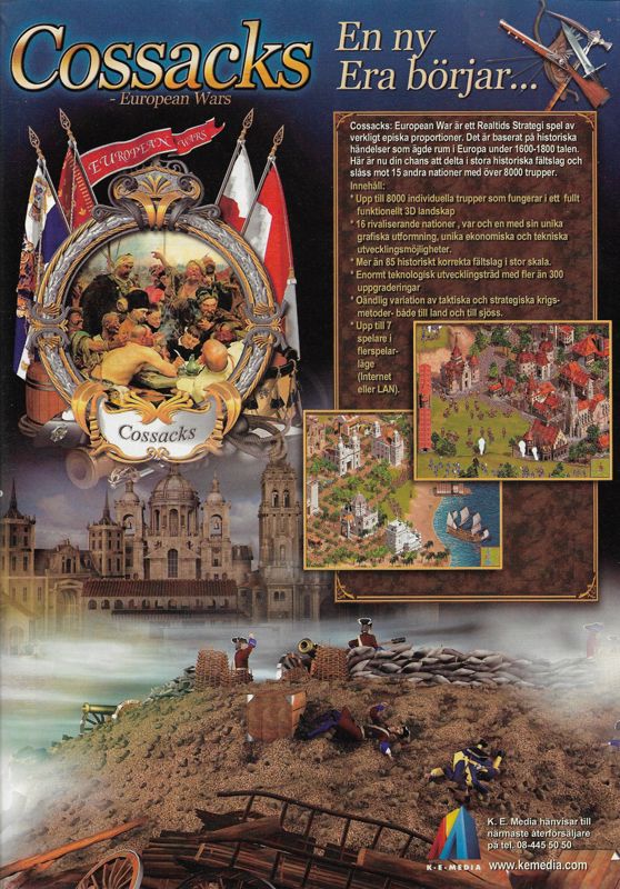 Cossacks: European Wars Magazine Advertisement (Magazine Advertisements): PC Gamer (Sweden), Issue 52 (April 2001)