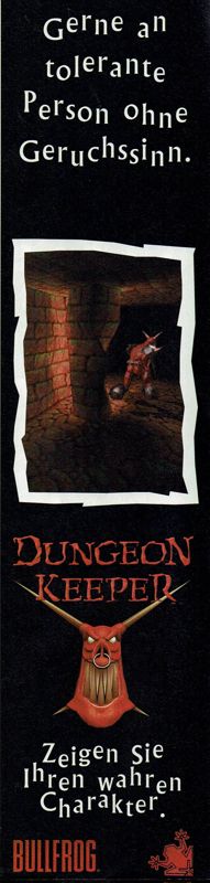 Dungeon Keeper Magazine Advertisement (Magazine Advertisements): PC Player (Germany), Issue 12/1995 Part 2