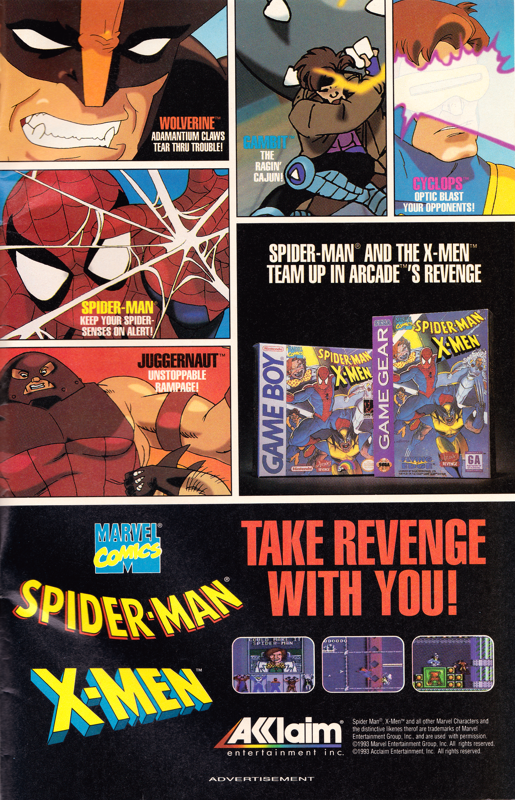 Spider-Man / X-Men: Arcade's Revenge Magazine Advertisement (Magazine Advertisements): X-Men (Marvel Comics, United States) #30 (March 1994)