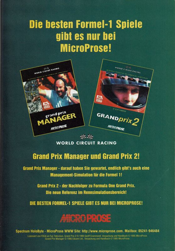 Grand Prix II Magazine Advertisement (Magazine Advertisements): PC Player (Germany), Issue 12/1995