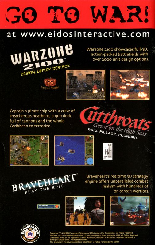 Warzone 2100 Manual Advertisement (Game Manual Advertisements): Commandos: Ammo Pack (US PC release) Manual Back