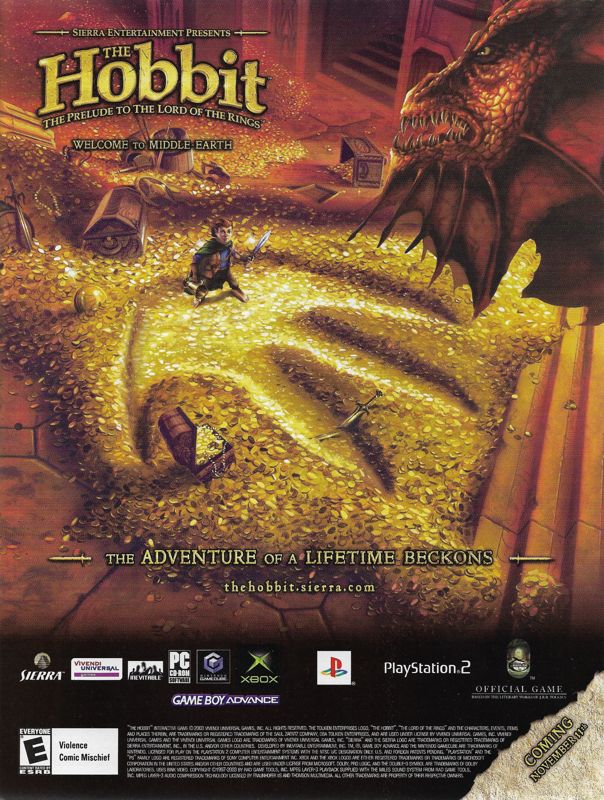 The Hobbit Magazine Advertisement (Magazine Advertisements): PC Gamer (United States), Issue 116 (November 2003)