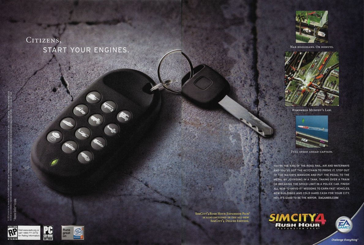 SimCity 4: Rush Hour Magazine Advertisement (Magazine Advertisements): PC Gamer (United States), Issue 116 (November 2003)