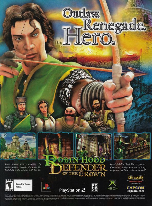 Robin Hood: Defender of the Crown Magazine Advertisement (Magazine Advertisements): PC Gamer (United States), Issue 116 (November 2003)
