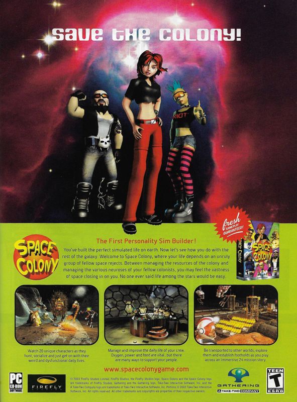 Space Colony Magazine Advertisement (Magazine Advertisements): PC Gamer (United States), Issue 116 (November 2003)