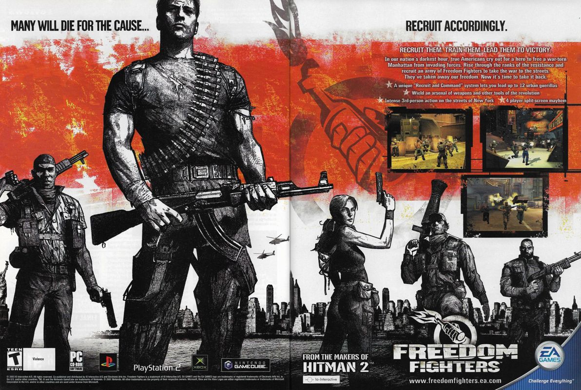 Freedom Fighters Magazine Advertisement (Magazine Advertisements): PC Gamer (United States), Issue 116 (November 2003)