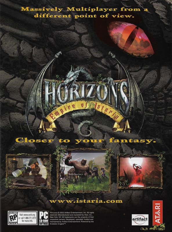 Horizons: Empire of Istaria Magazine Advertisement (Magazine Advertisements): PC Gamer (United States), Issue 116 (November 2003)