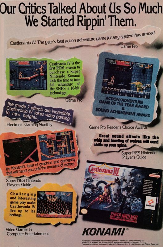 Super Castlevania IV Magazine Advertisement (Magazine Advertisements): The Uncanny X-Men (Marvel Comics, United States) Issue #291 (August 1992)