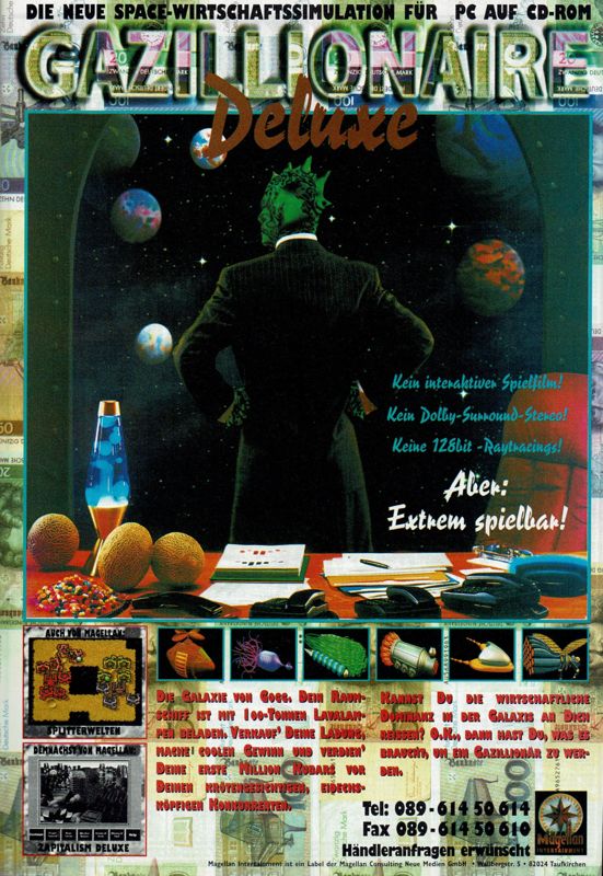 Gazillionaire Deluxe Magazine Advertisement (Magazine Advertisements): PC Player (Germany), Issue 05/1997