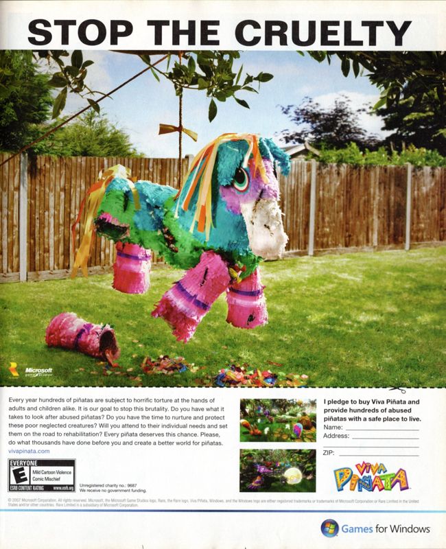 Viva Piñata Magazine Advertisement (Magazine Advertisements): Game Informer (U.S.), #176, March 2007 Windows release; via personal collection