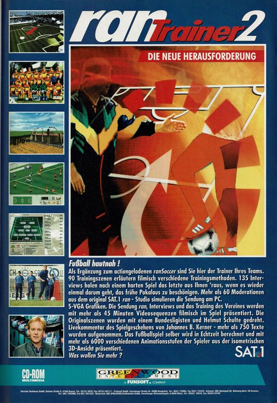 ranTrainer 2 Magazine Advertisement (Magazine Advertisements): PC Player (Germany), Issue 01/1996