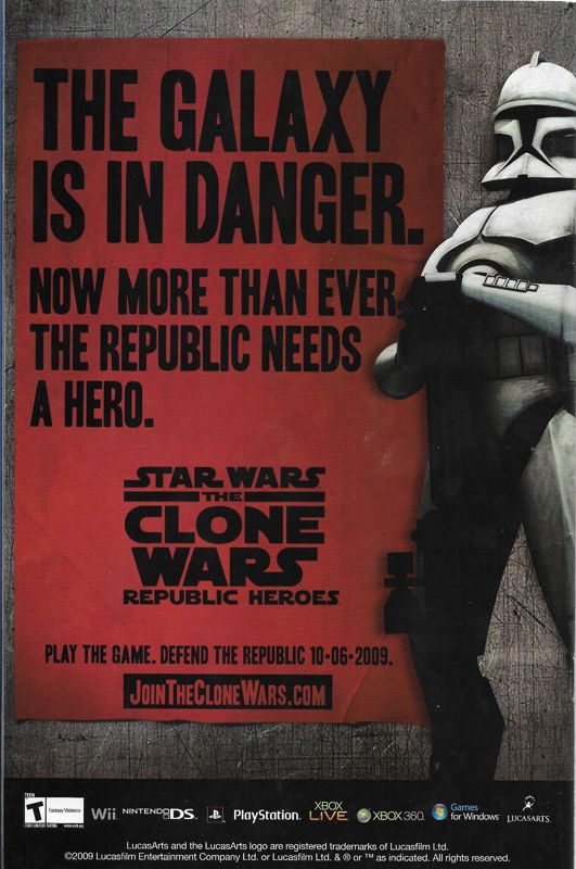 Star Wars: The Clone Wars - Republic Heroes Magazine Advertisement (Magazine Advertisements): Sonic the Hedgehog (Archie Comics, United States), Issue 205 (October 2009) Back Cover