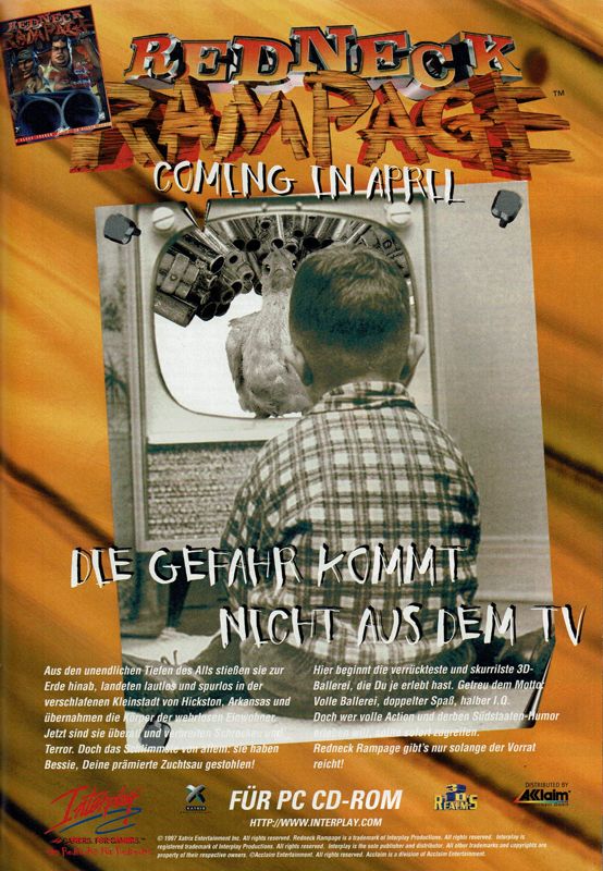 Redneck Rampage Magazine Advertisement (Magazine Advertisements): PC Player (Germany), Issue 06/1997