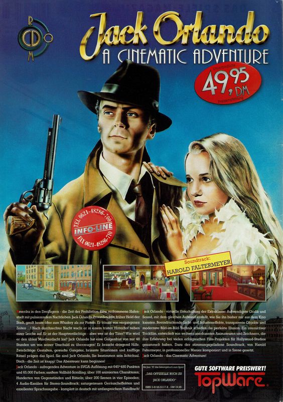 Jack Orlando: A Cinematic Adventure Magazine Advertisement (Magazine Advertisements): PC Player (Germany), Issue 06/1997