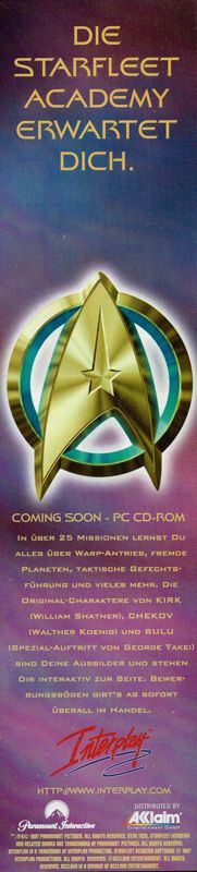 Star Trek: Starfleet Academy Magazine Advertisement (Magazine Advertisements): PC Player (Germany), Issue 06/1997 Part 3