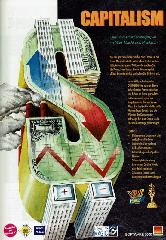 Capitalism Magazine Advertisement (Magazine Advertisements): PC Player (Germany), Issue 02/1996