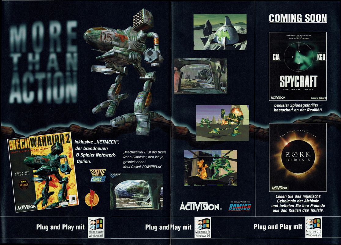 Spycraft: The Great Game Magazine Advertisement (Magazine Advertisements): PC Player (Germany), Issue 03/1996