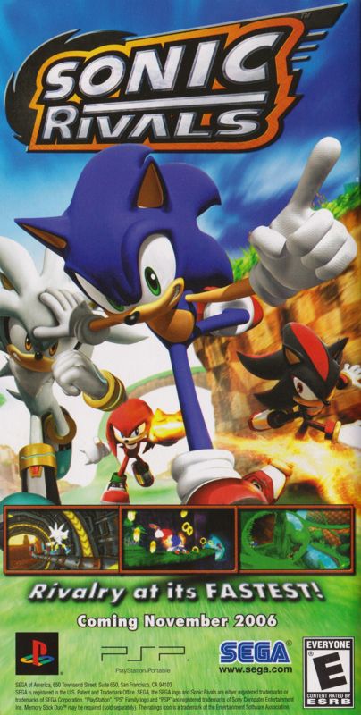 Sonic Rivals Manual Advertisement (Game Manual Advertisements): Sega Genesis Collection (US PSP release) Manual Back