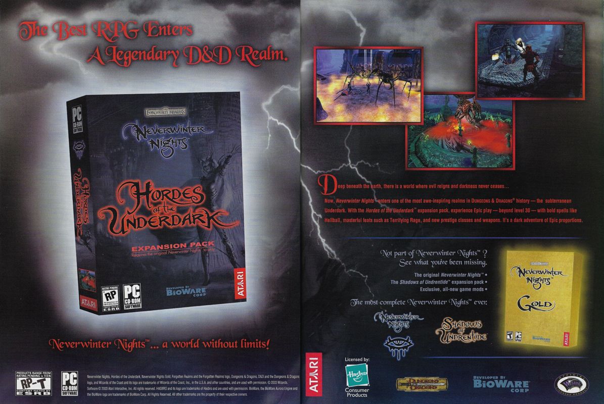 Neverwinter Nights: Hordes of the Underdark Magazine Advertisement (Magazine Advertisements): PC Gamer (United States), Issue 117 (December 2003)