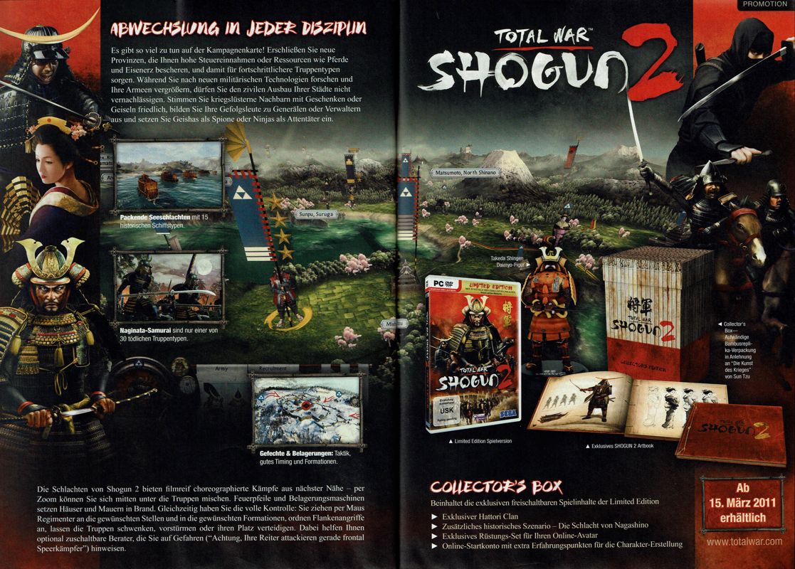 Total War: Shogun 2 Magazine Advertisement (Magazine Advertisements): GameStar (Germany), Issue 03/2011 Part 2