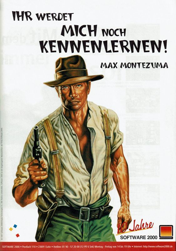 Montezuma's Return Magazine Advertisement (Magazine Advertisements): PC Player (Germany), Issue 10/1997