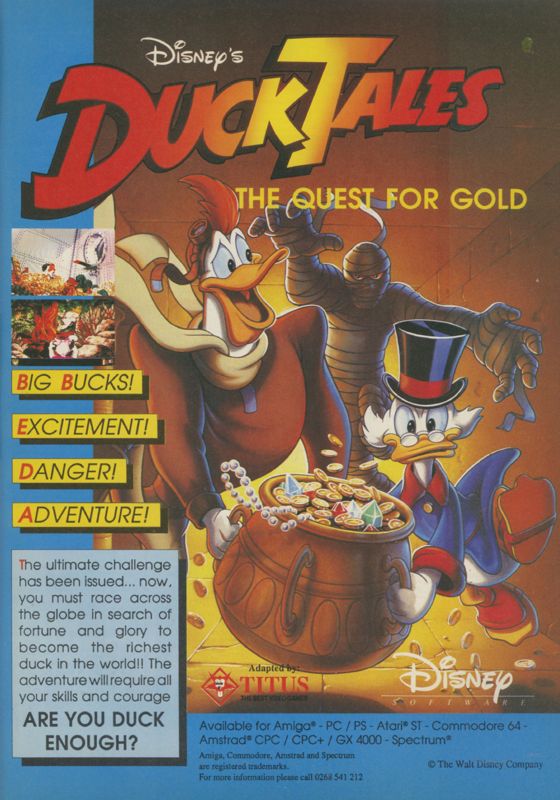 Disney's Duck Tales: The Quest for Gold Magazine Advertisement (Magazine Advertisements): CU Amiga Magazine (UK) Issue #11 (January 1991) Page 11
