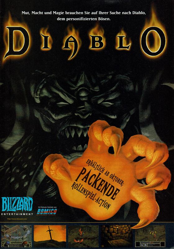 Diablo Magazine Advertisement (Magazine Advertisements): PC Player (Germany), Issue 10/1996