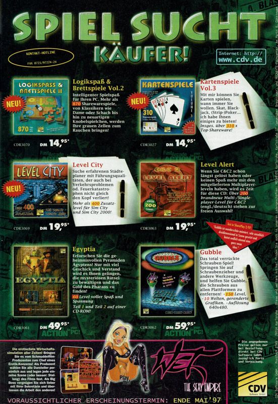 C&C 2: Level Alert Magazine Advertisement (Magazine Advertisements): PC Player (Germany), Issue 05/1997
