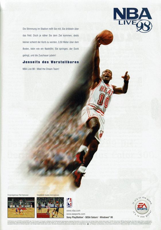 NBA Live 98 Magazine Advertisement (Magazine Advertisements): PC Player (Germany), Issue 11/1997