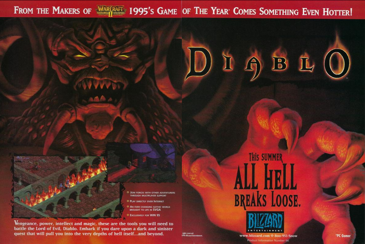 Diablo Magazine Advertisement (Magazine Advertisements): PC Gamer (United States), Vol.3 No.6 (June 1996)