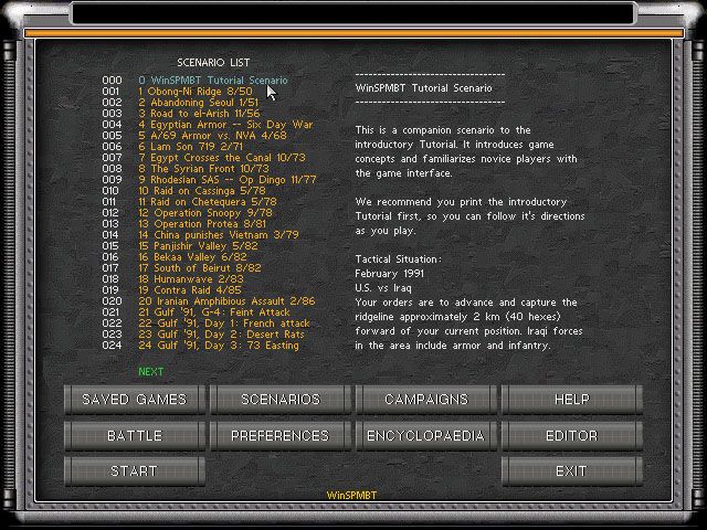 SPMBT Screenshot (winSPMBT screenshots (Shrapnel Games website))