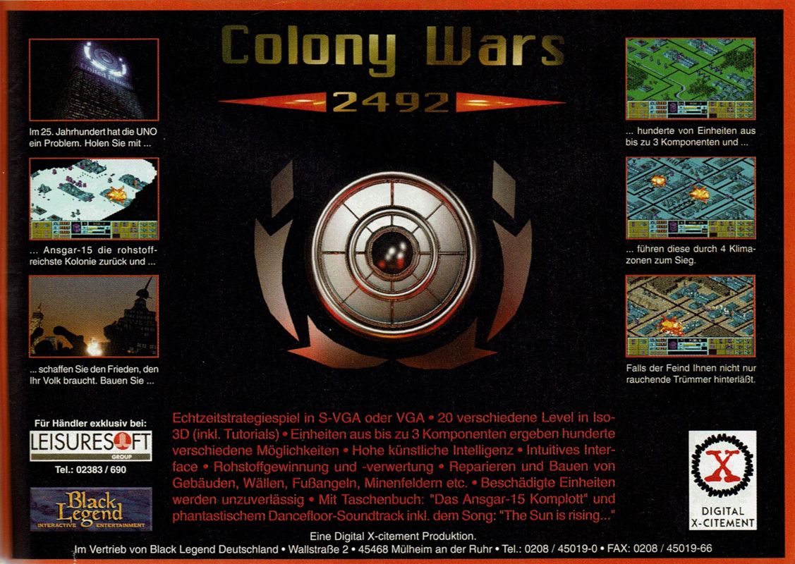 Colony Wars 2492 Magazine Advertisement (Magazine Advertisements): PC Player (Germany), Issue 04/1996