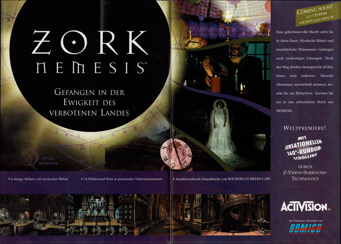 Zork Nemesis: The Forbidden Lands Magazine Advertisement (Magazine Advertisements): PC Player (Germany), Issue 04/1996