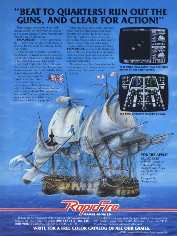 Broadsides Magazine Advertisement (Magazine Advertisements): Computer Gaming World (United States), Issue 3.5 (September 1983)