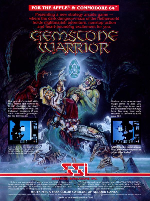 Gemstone Warrior Magazine Advertisement (Magazine Advertisements): Computer Gaming World (United States) Issue 5.2 (Apr-May 1985)