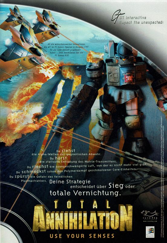Total Annihilation Magazine Advertisement (Magazine Advertisements): PC Player (Germany), Issue 11/1997