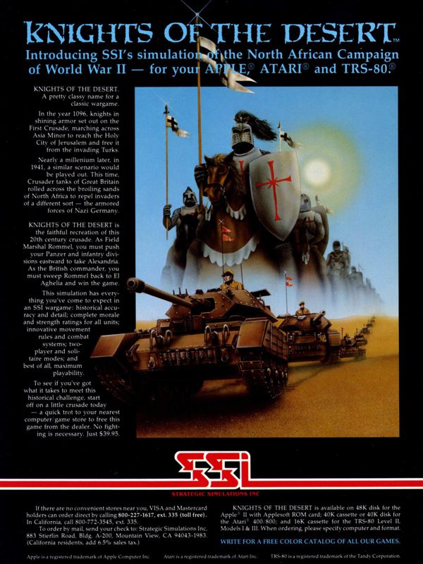 Knights of the Desert Magazine Advertisement (Magazine Advertisements): Computer Gaming World (United States), Vol 3 No 3 (May-Jun 1983)