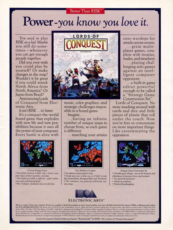 Lords of Conquest Magazine Advertisement (Magazine Advertisements): Computer Gaming World (United States) Issue 29 (Jun-Jul 1986)