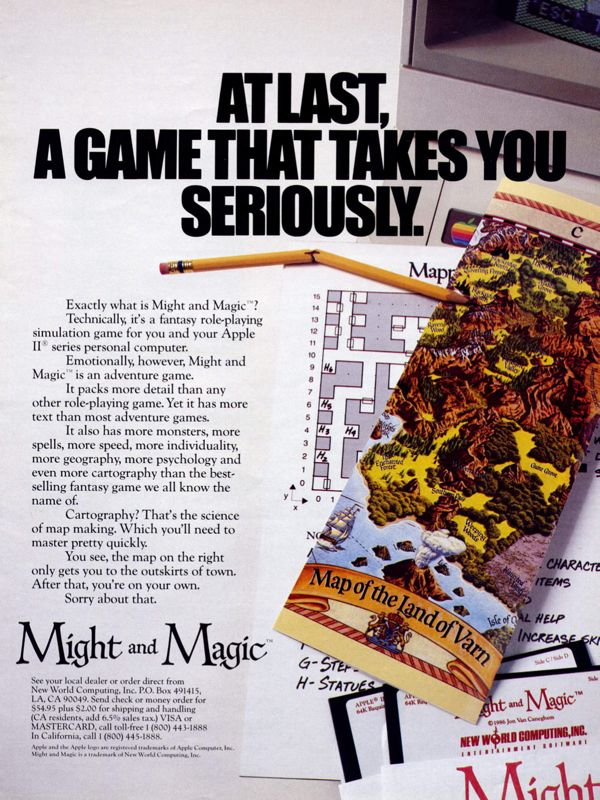 Might and Magic: Book One - Secret of the Inner Sanctum Magazine Advertisement (Magazine Advertisements): Computer Gaming World (United States) Issue 33 (December 1986)