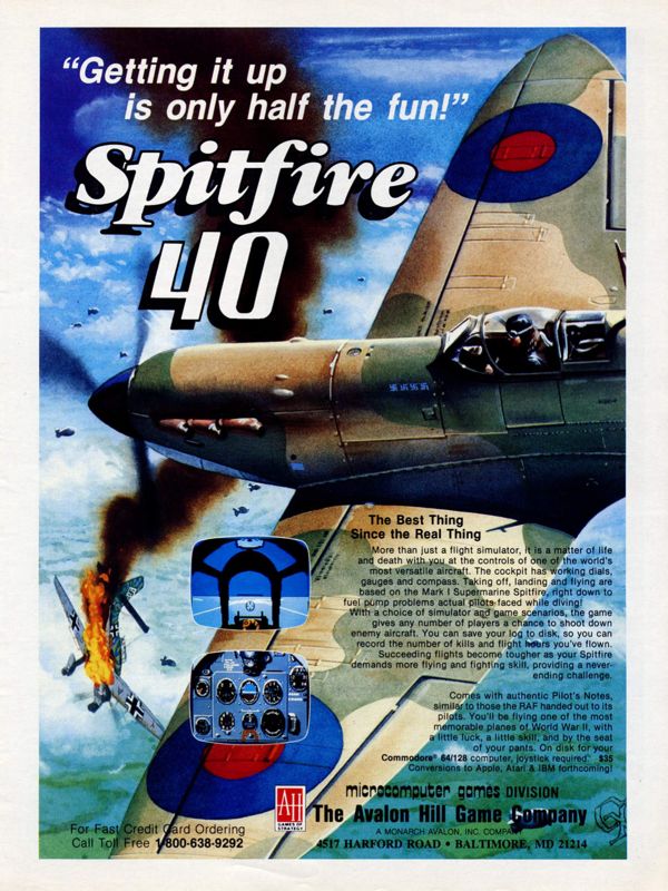 Spitfire '40 Magazine Advertisement (Magazine Advertisements): Computer Gaming World (United States) Issue 29 (Jun-Jul 1986)