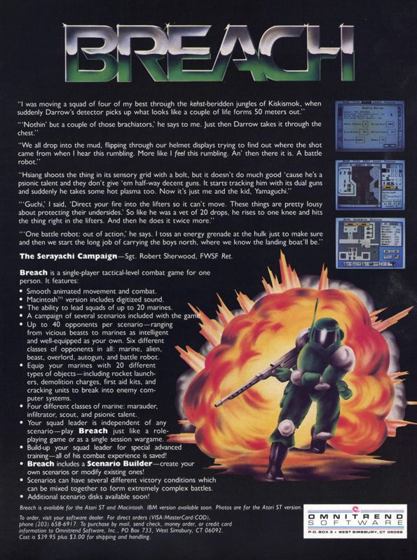 Breach Magazine Advertisement (Magazine Advertisements): Computer Gaming World (United States) Issue 40 (October 1987)