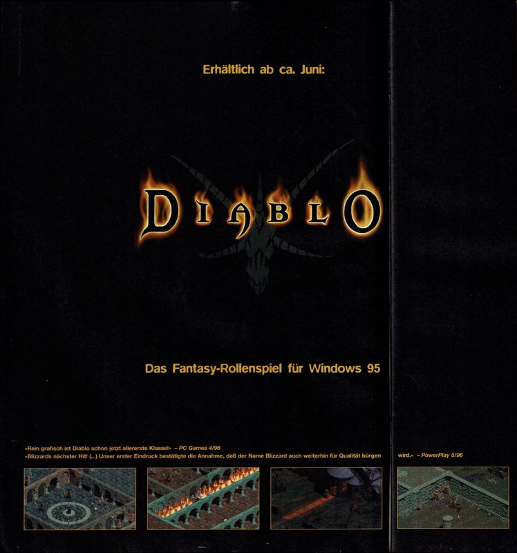 Diablo Magazine Advertisement (Magazine Advertisements): PC Player (Germany), Issue 06/1996
